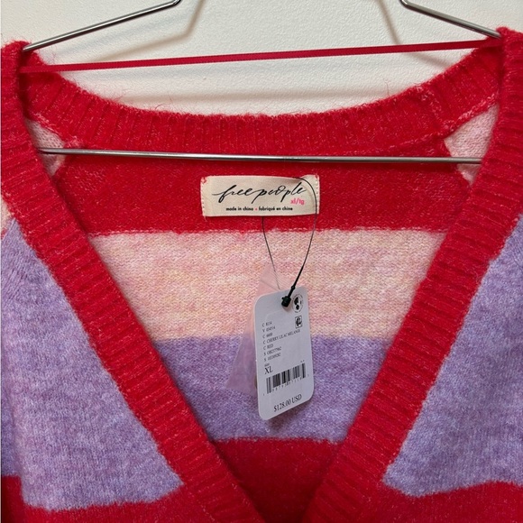 NWT Free People School Girl SoftSpun Striped Cardi Size XL - Picture 7 of 14